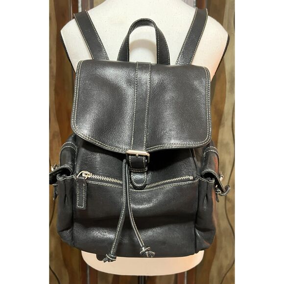Vintage J Crew unisex black leather backpack main image 14